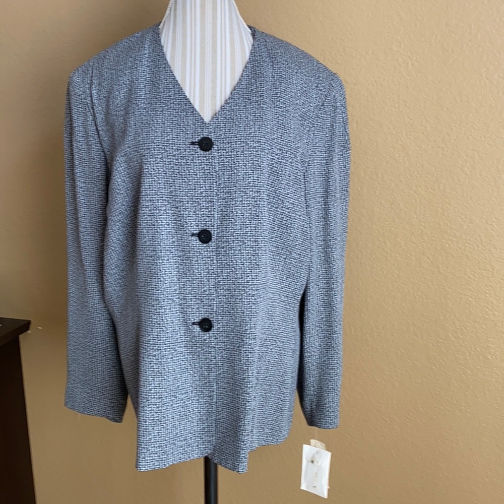Vintage Gianni Black White Blazer Plus Size 22 NWT Lord & Taylor Y2K